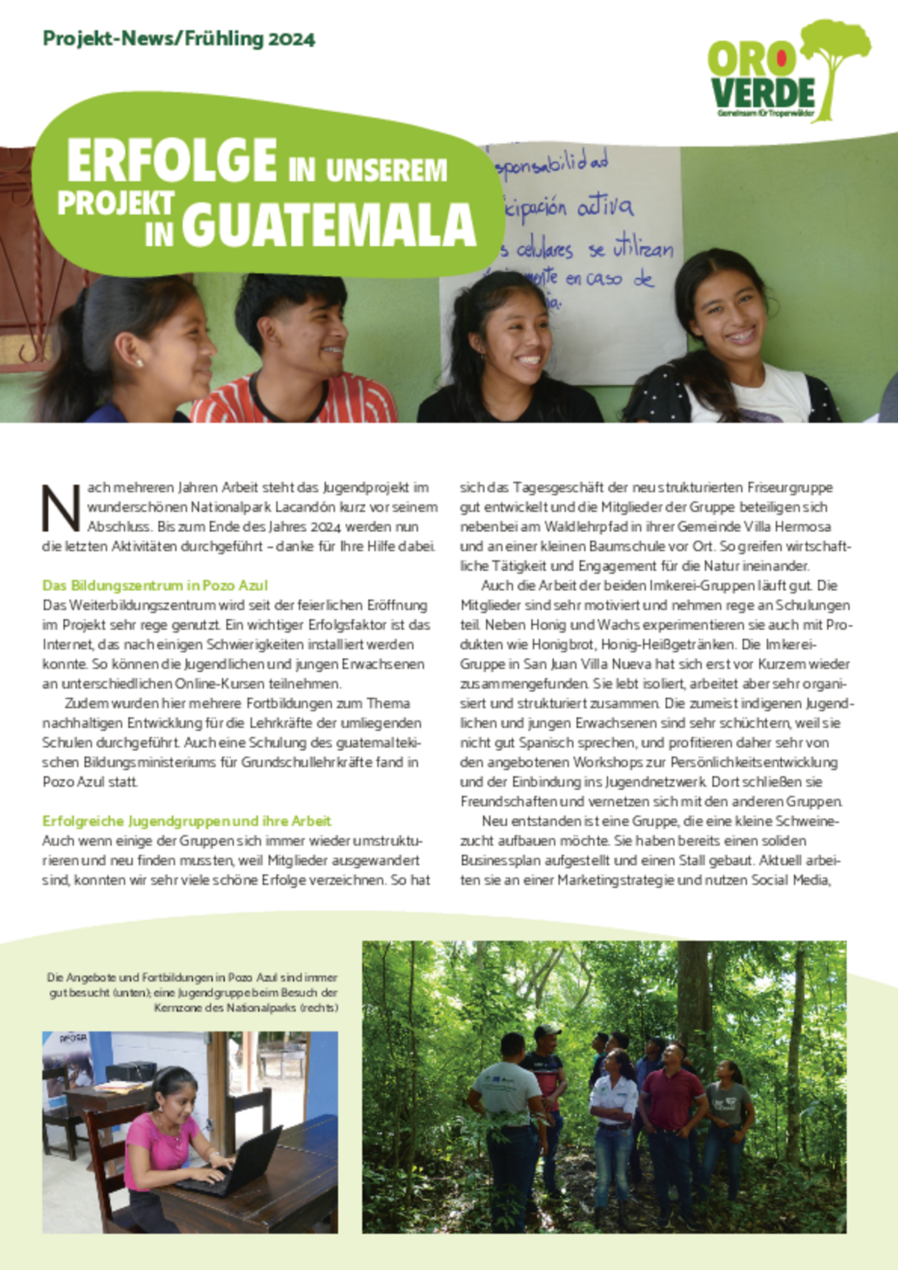 Projekt-Fortschritt 2024 im Jugendprojekt Guatemala