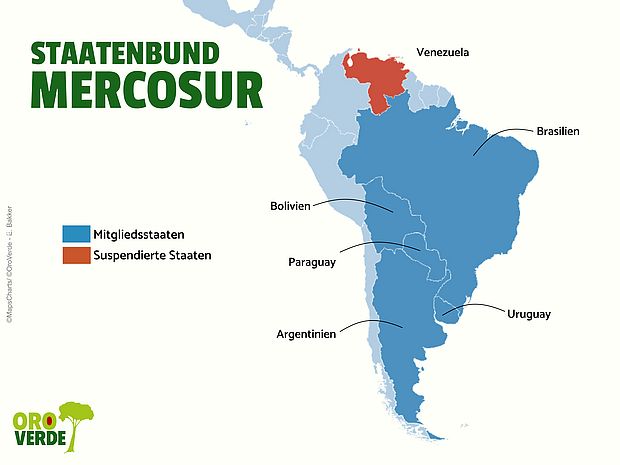 Karte der Mercosur-Mitgliedsstaaten 