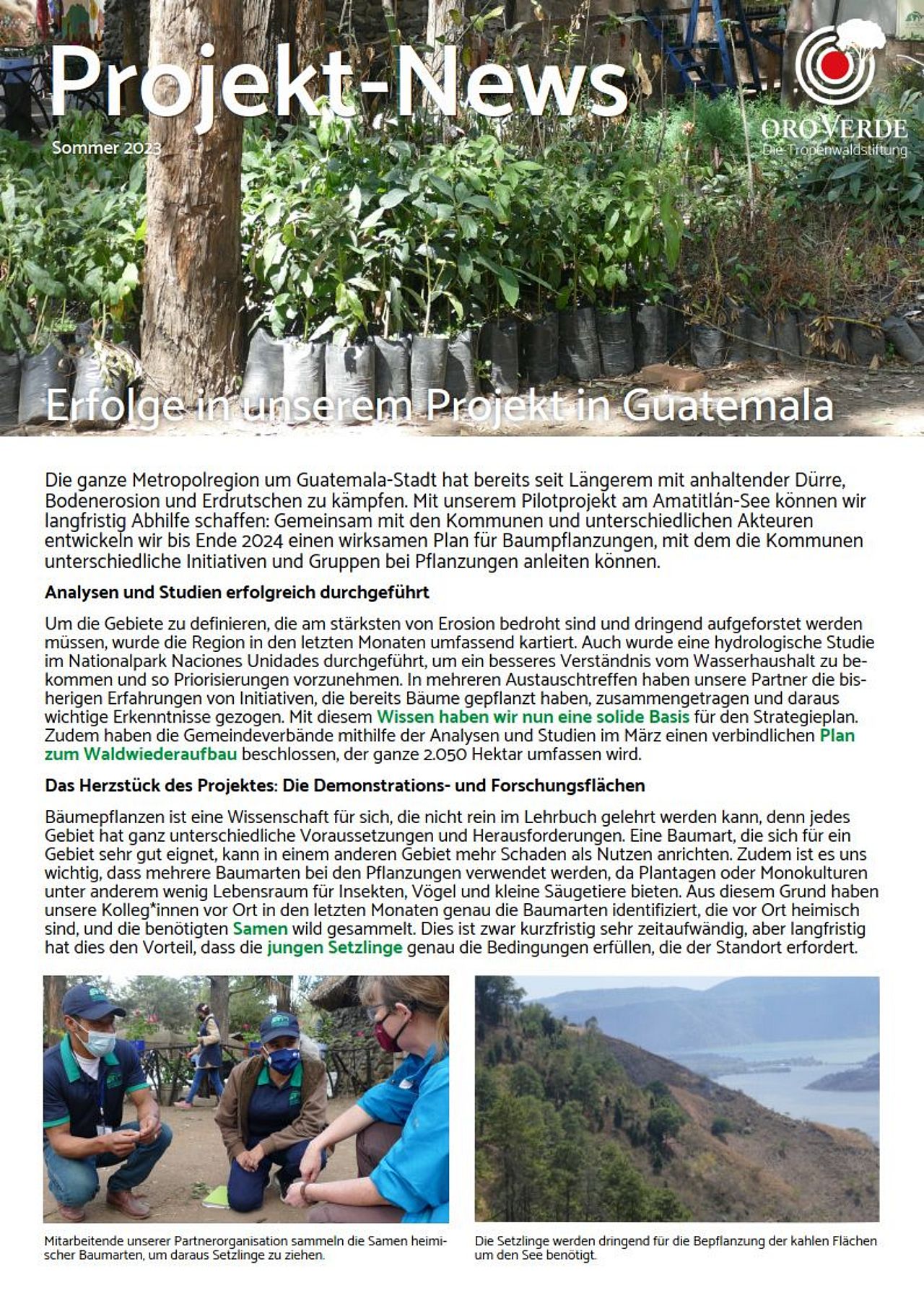 Fortschrittsbericht Guatemala Amatitlán-See 2023