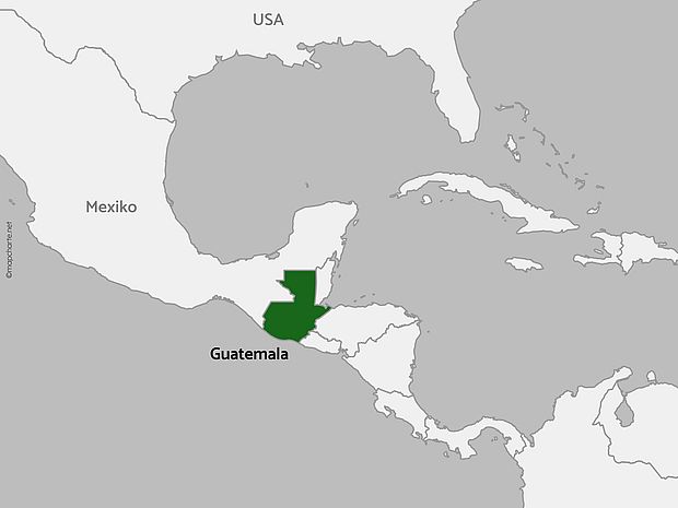 Karte von Guatemala - erstellt mit ©Mapchart.net Karte von Guatemala - erstellt mit ©Mapchart.net