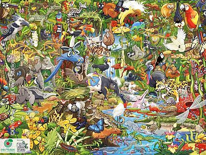 Das neue Wimmelposter zeigt faszinierende Tier- und Pflanzenarten aus den Regenwäldern der Welt. Jetzt spielend die Vielfalt der Regenwälder entdecken!