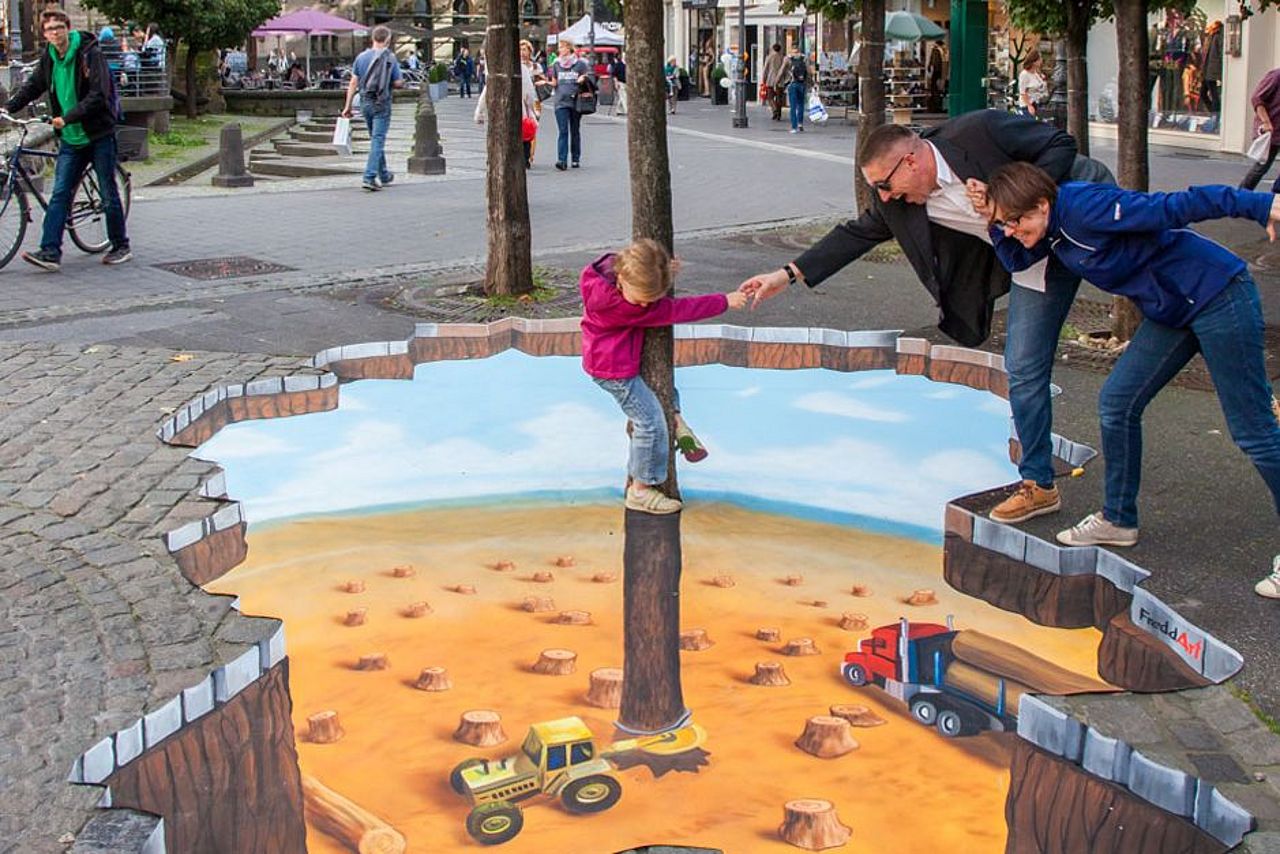 Street Art Kunstwerk Regenwald-Zerstörung, Aufklärung