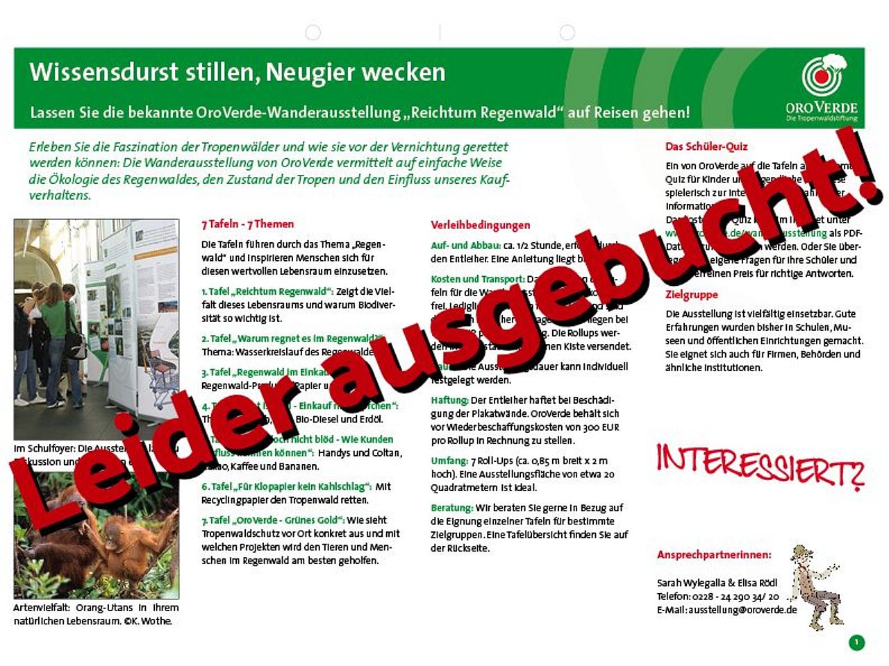 Wanderausstellung: Handout zur Ausstellung Reichtum Regenwald