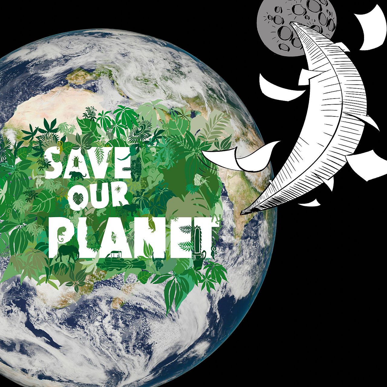 Erdkugel mit der Aufschrift "safe the planet".
