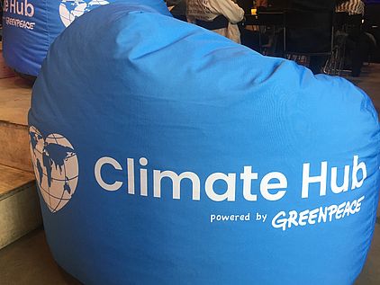 Auf dem Climate Hub stellte OroVerde seine Ausstellung vor