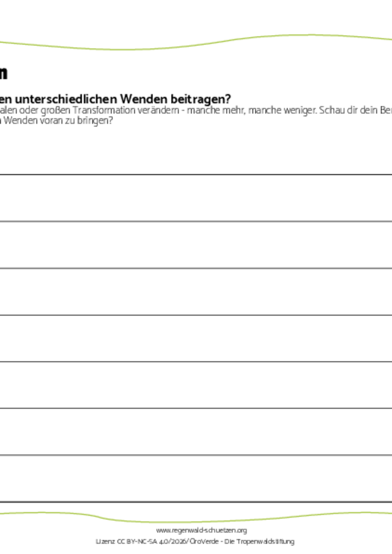 Unterrichtsmaterial Transformation: Arbeitsblatt Ich und die Wenden für Berufsschulen