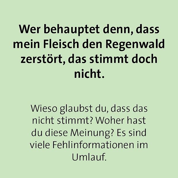 Buzzword-Bingo Karte 6: Es stimmt nicht, dass mein Fleisch den Regenwald zerstört