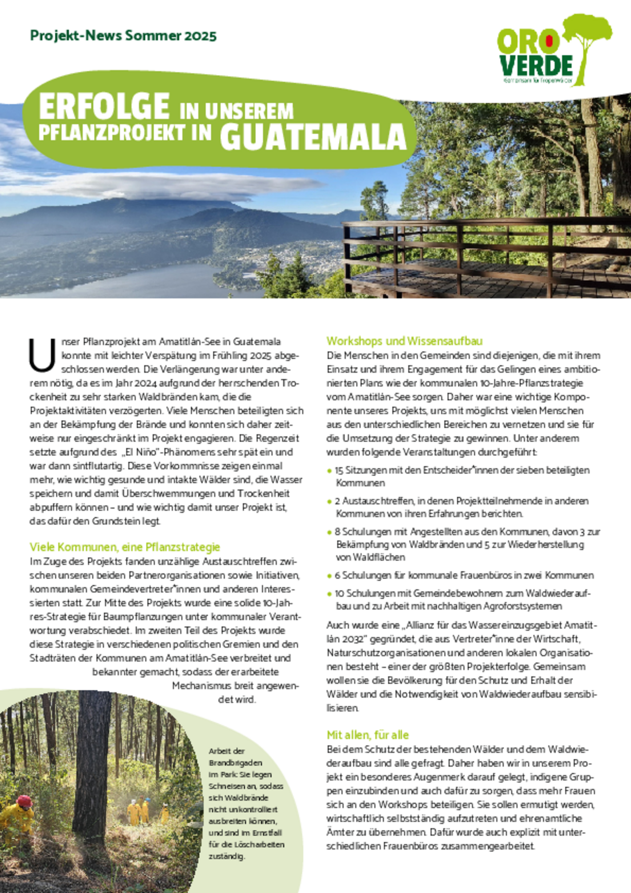 Fortschrittsbericht Guatemala Amatitlán-See 2024