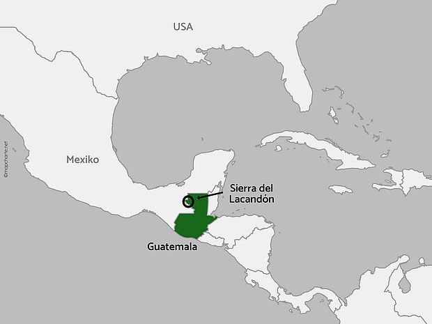 Projektgebiet in Guatemala erstellt mit ©mapchart.net Karte von unserem Projektgebiet in Guatemala