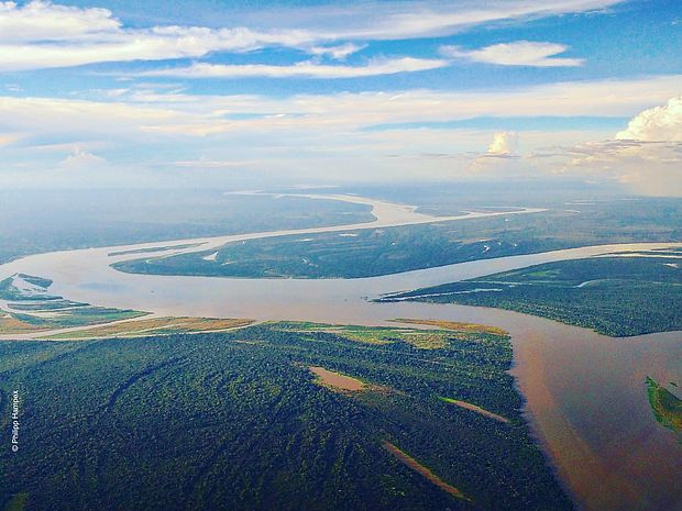 Vogelperspektive auf den Amazonas, für welchen die fliegenden Flüsse eine maßgebliche Rolle spielen