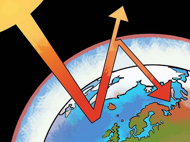 Klimawandel und Regenwald: Graphische Darstellung des Treibhauseffekts © Özi´s Comix Studio