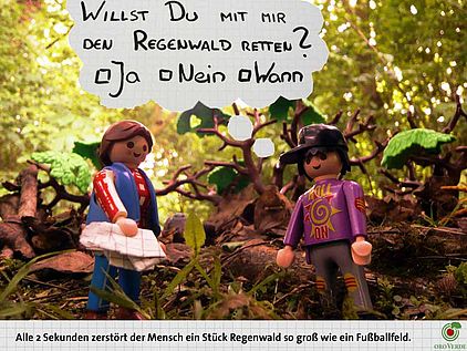 Kreative Ideen animieren zum Mitmachen © OroVerde Plakat-Wettbewerb Regenwald: Spielfiguren retten Tropenwald © OroVerde
