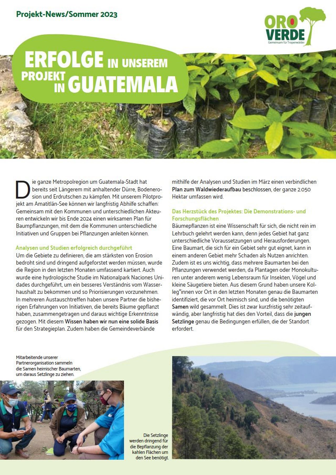 Fortschrittsbericht aus dem Projekt am Amatitlán-See in Guatemala