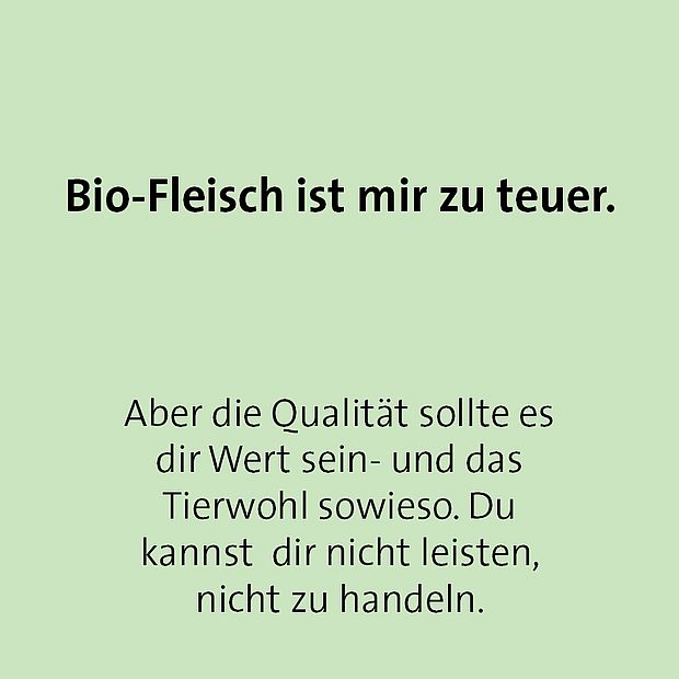 Buzzword-Bingo Karte 1: Bio-Fleisch ist mir zu teuer.