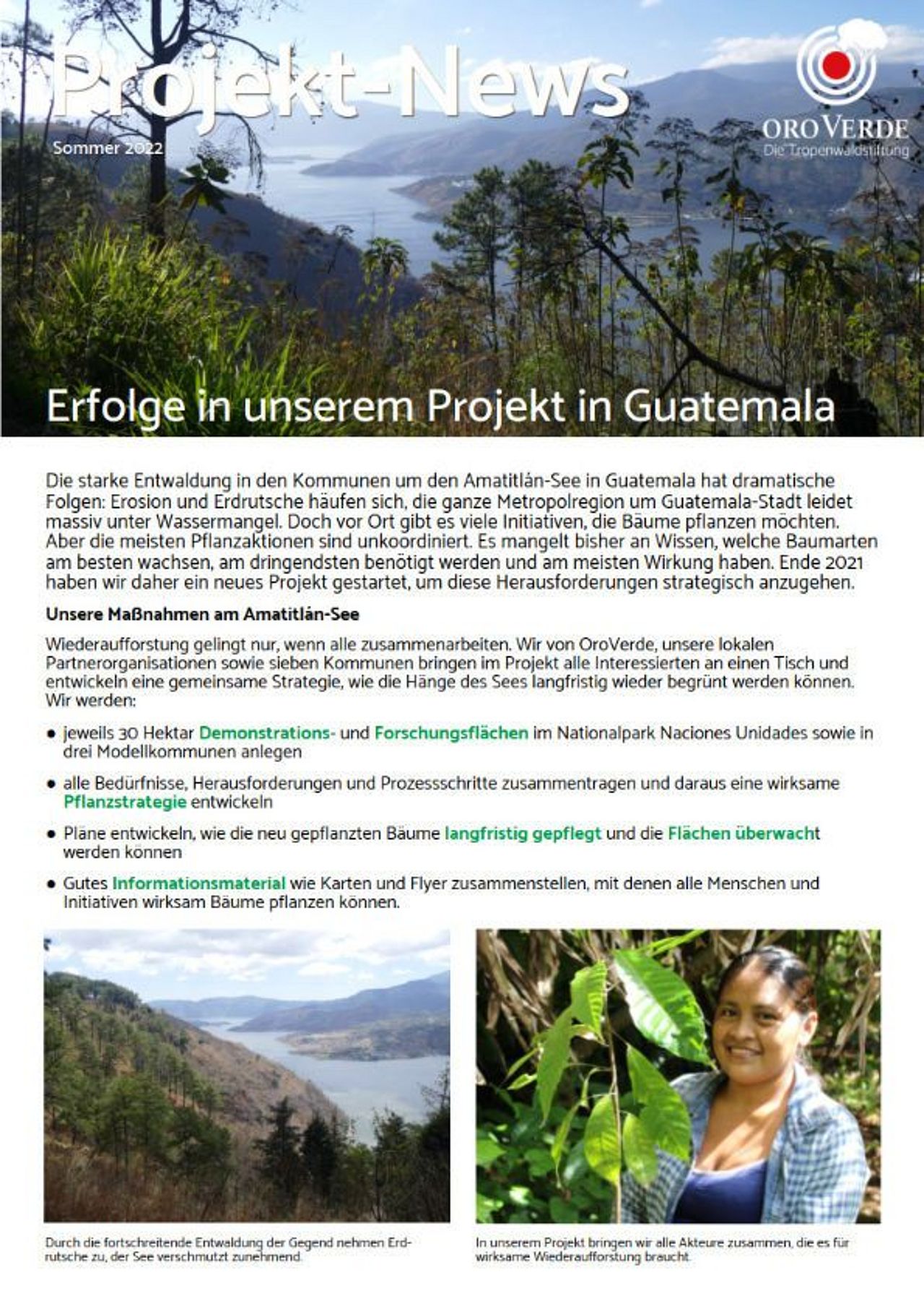 Projekt-Fortschritte am Amatitlán-See in Guatemala im Herbst 2022