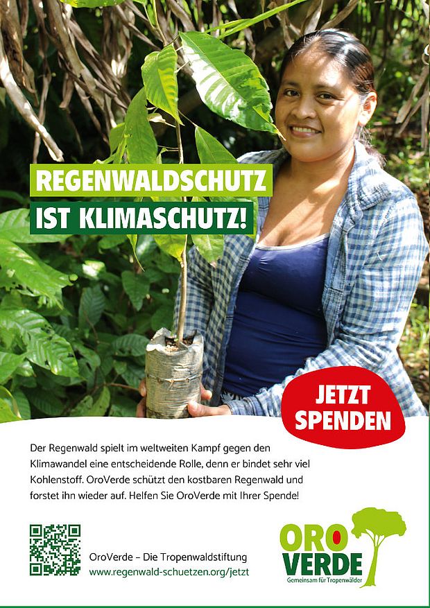 Freianzeige: Regenwaldschutz ist Klimaschutz ©OroVerde