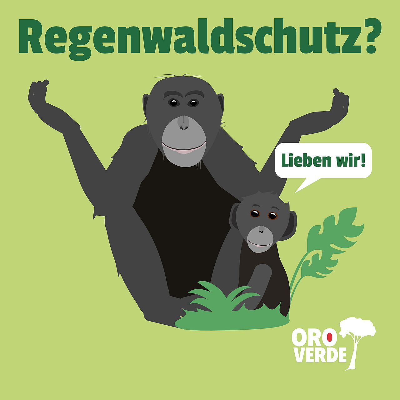 Bonobo-Tier-Sticker für den Tropenwaldschutz