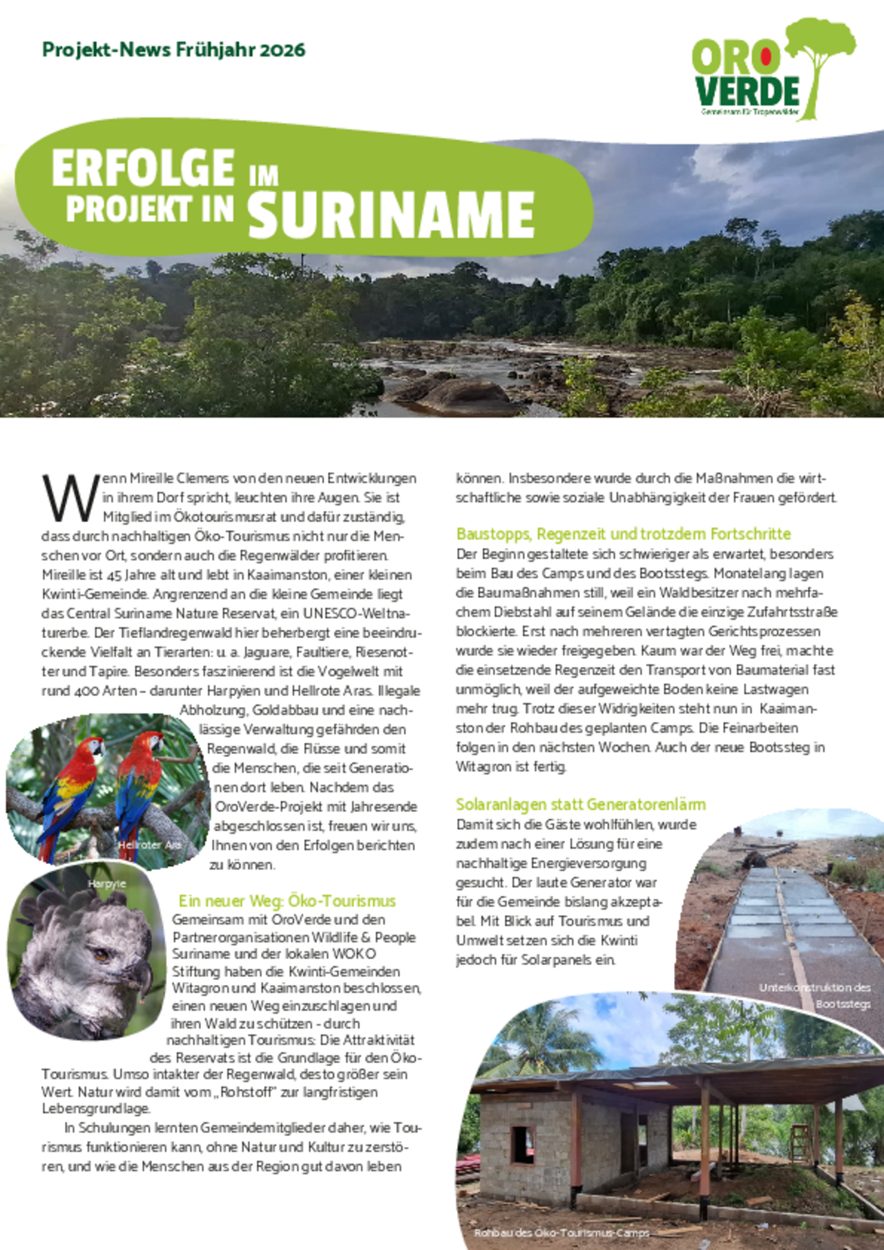 OroVerde Fortschrittsbericht Suriname Frühjahr 2026