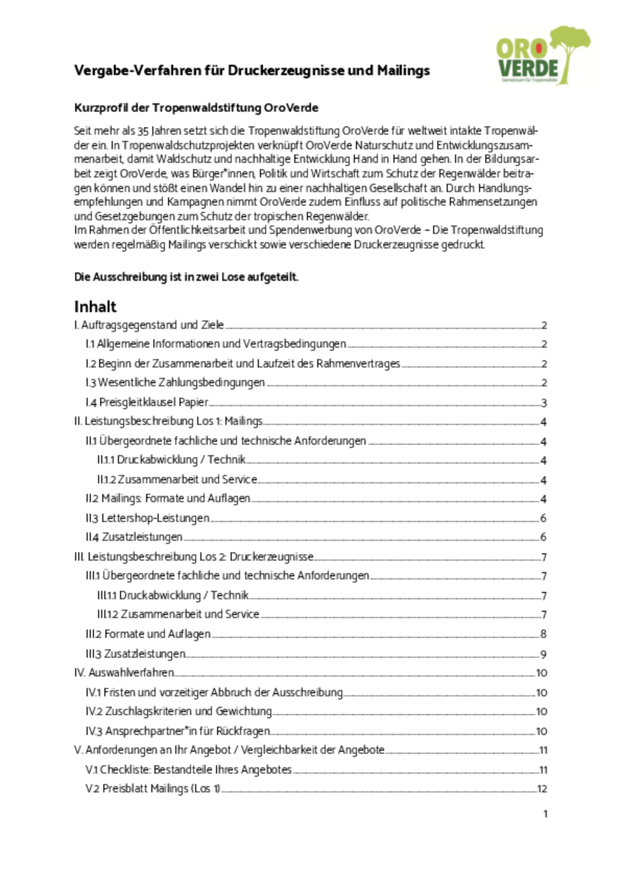 OroVerde sucht eine Hausdruckerei