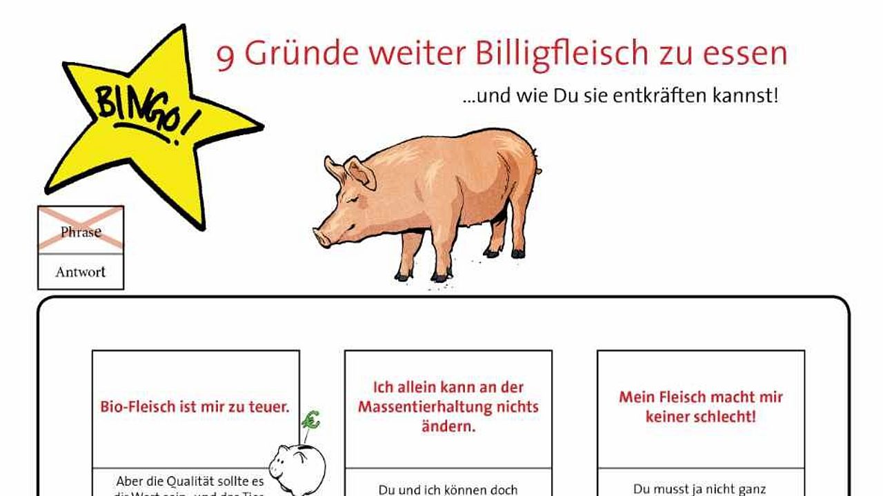 Das Buzzword-Bingo hinterfragt Argumente, die sich gegen eine pflanzliche Ernährung richten.